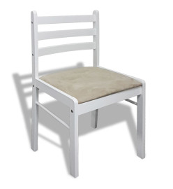 Chaises à manger lot de 6 blanc bois solide et velours