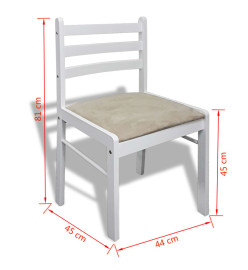 Chaises à manger lot de 6 blanc bois solide et velours