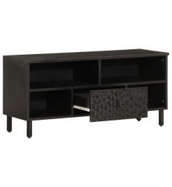 Meuble TV noir 100x33x46 cm bois massif de manguier