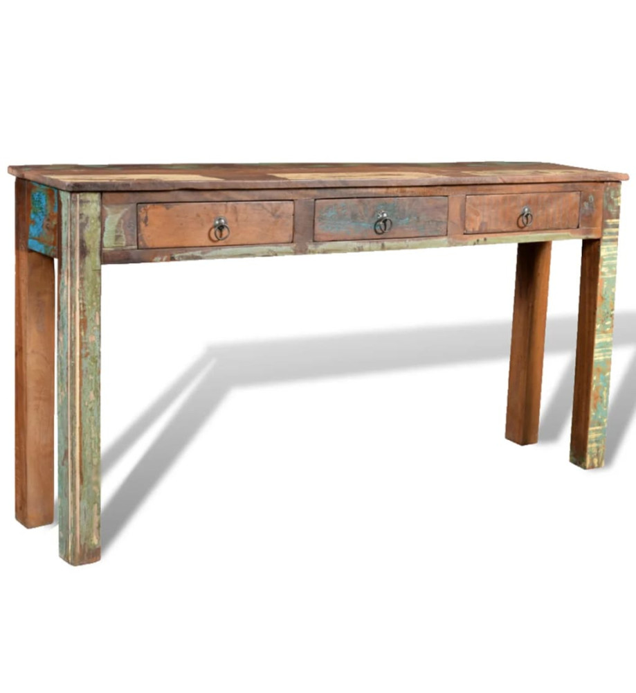 Table console avec 3 tiroirs Bois recyclé