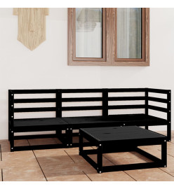 Salon de jardin 4 pcs Noir Bois de pin massif