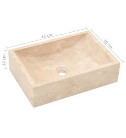 Lavabo 45x30x12 cm marbre crème brillant