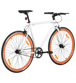 Vélo à pignon fixe blanc et orange 700c 55 cm