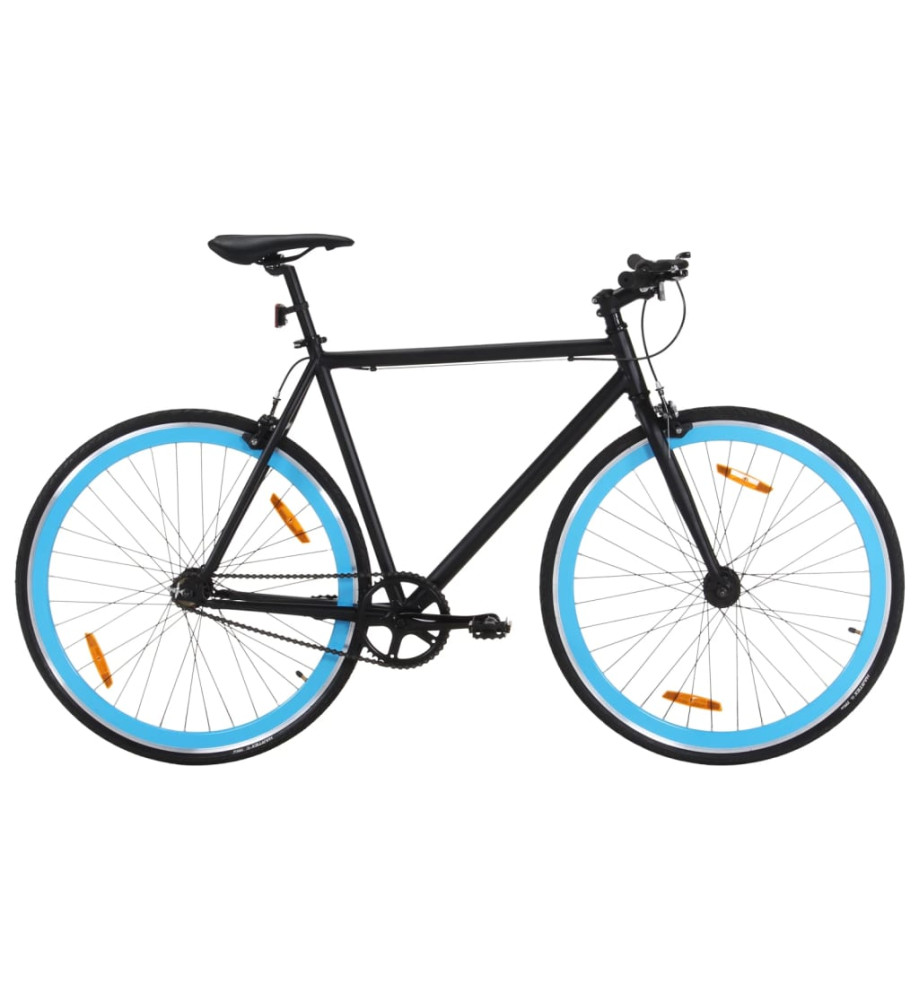 Vélo à pignon fixe noir et bleu 700c 55 cm