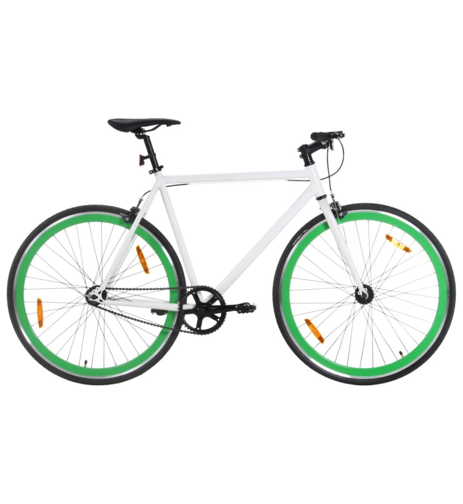 Vélo à pignon fixe blanc et vert 700c 51 cm