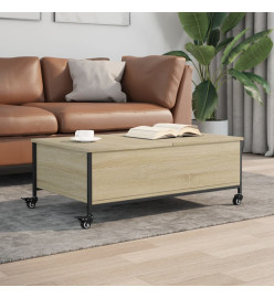 Table basse avec roulettes chêne sonoma bois d'ingénierie