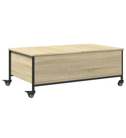 Table basse avec roulettes chêne sonoma bois d'ingénierie