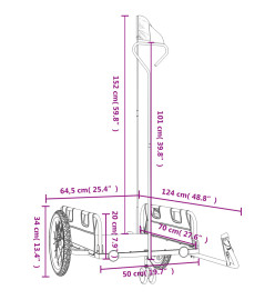 Remorque de vélo gris tissu oxford et fer