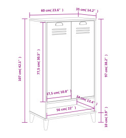 Armoire à chaussures VIKEN blanc bois de pin solide