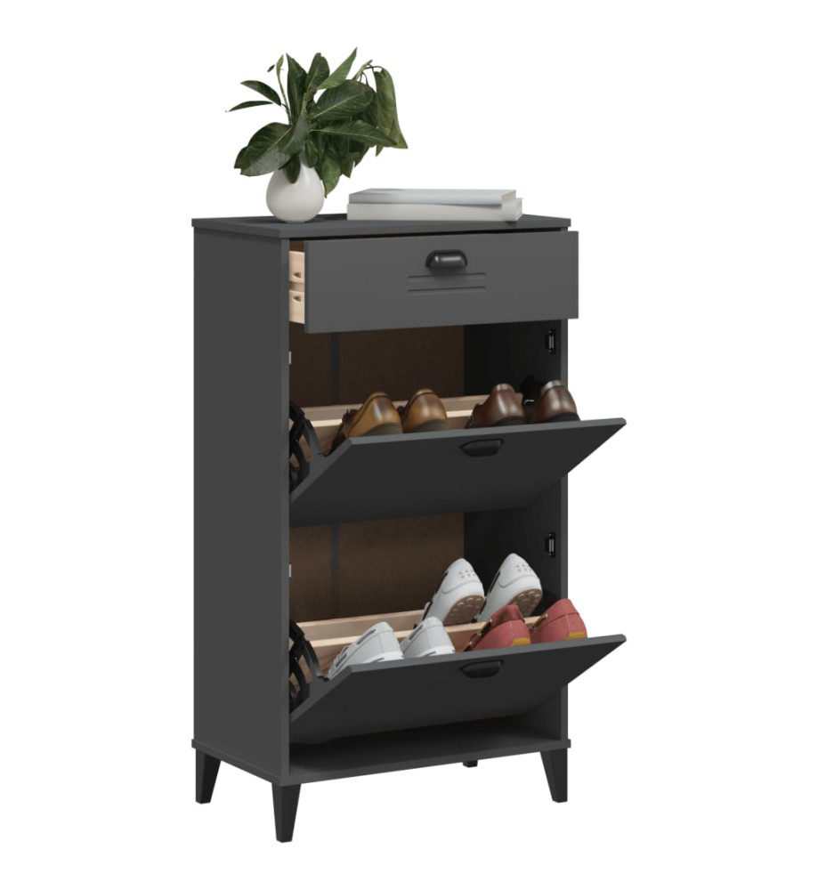 Armoire à chaussures VIKEN gris anthracite bois de pin solide