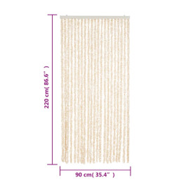 Rideau anti-mouches beige et blanc 90x220 cm chenille