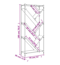 Bibliothèque noir 79x30x180 cm bois d'ingénierie et métal