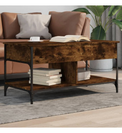 Table basse chêne fumé 100x50x50 cm bois d'ingénierie et métal