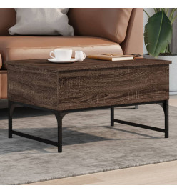Table basse chêne marron 70x50x40 cm bois d'ingénierie et métal