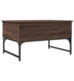 Table basse chêne marron 70x50x40 cm bois d'ingénierie et métal