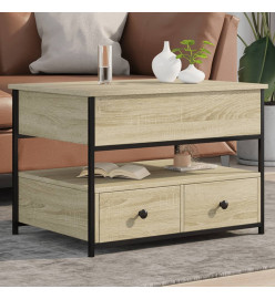 Table basse chêne sonoma 70x50x50 cm bois d'ingénierie et métal