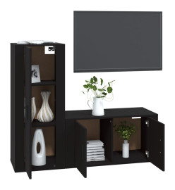 Ensemble de meubles TV 2 pcs noir bois d'ingénierie