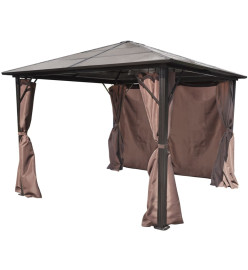 Belvédère avec rideau Marron Aluminium 300 x 300 cm