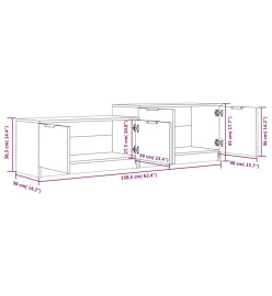 Meuble TV Blanc brillant 158,5x36x45 cm Bois d'ingénierie