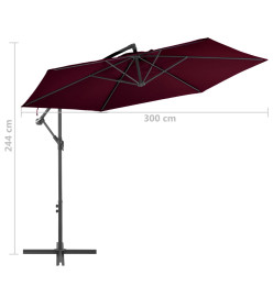 Parasol déporté avec mât en aluminium Bordeaux 300 cm