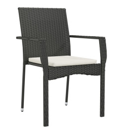 Mobilier à dîner de jardin 9pcs et coussins noir résine tressée