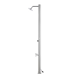 Douche de jardin avec base gris 220 cm Acier inoxydable