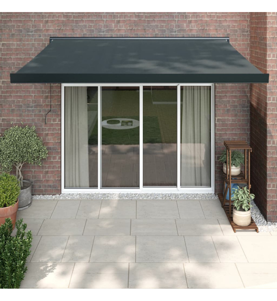 Auvent rétractable anthracite 3,5x2,5 m tissu et aluminium Auvent rétractable anthracite 3,5x2,5 m tissu et aluminium