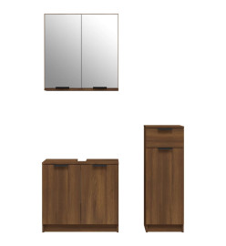 Ensemble d'armoires de salle de bain 3 pcs chêne marron