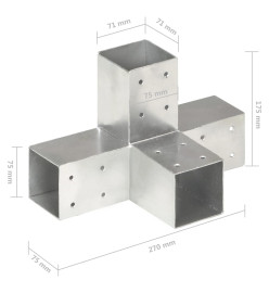 Connecteur de poteau Forme en X Métal galvanisé 71x71 mm