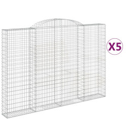 Paniers à gabions arqués 5 pcs 300x30x200/220 cm fer galvanisé