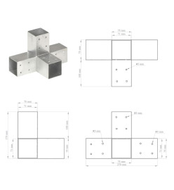 Connecteur de poteau Forme en X Métal galvanisé 71x71 mm