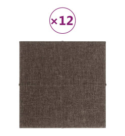 Panneaux muraux 12 pcs Taupe 30x30 cm Tissu 1,08 m²