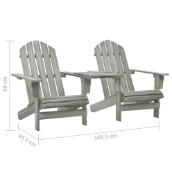 Chaises de jardin Adirondack avec table Bois de sapin Gris
