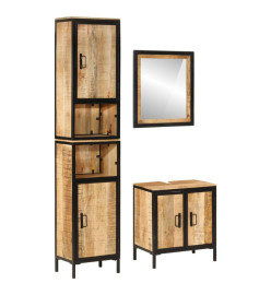 Ensemble de meubles salle de bain 3 pcs fer et bois de manguier