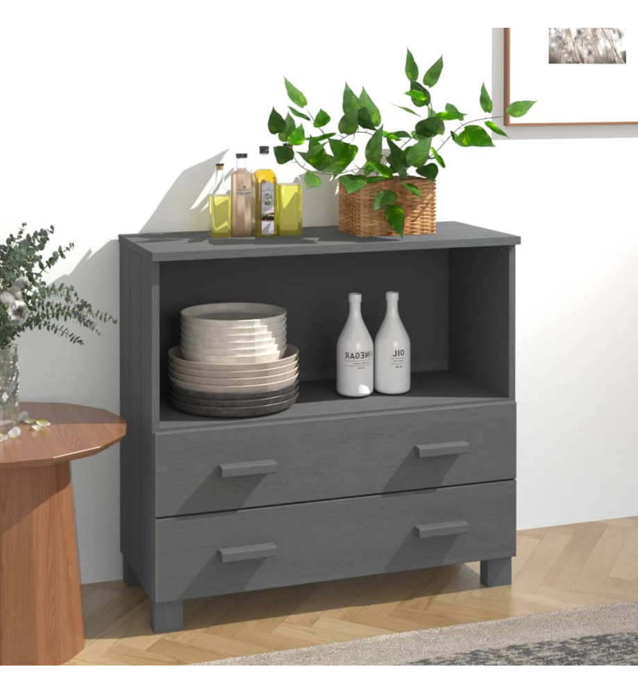 Buffet HAMAR Gris foncé 85x35x80 cm Bois massif de pin