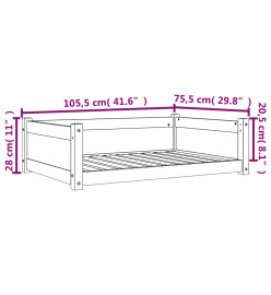 Lit pour chien cire marron 105,5x75,5x28 cm bois de pin massif