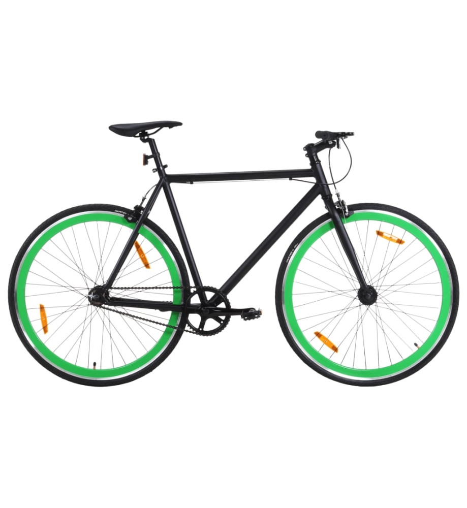 Vélo à pignon fixe noir et vert 700c 51 cm