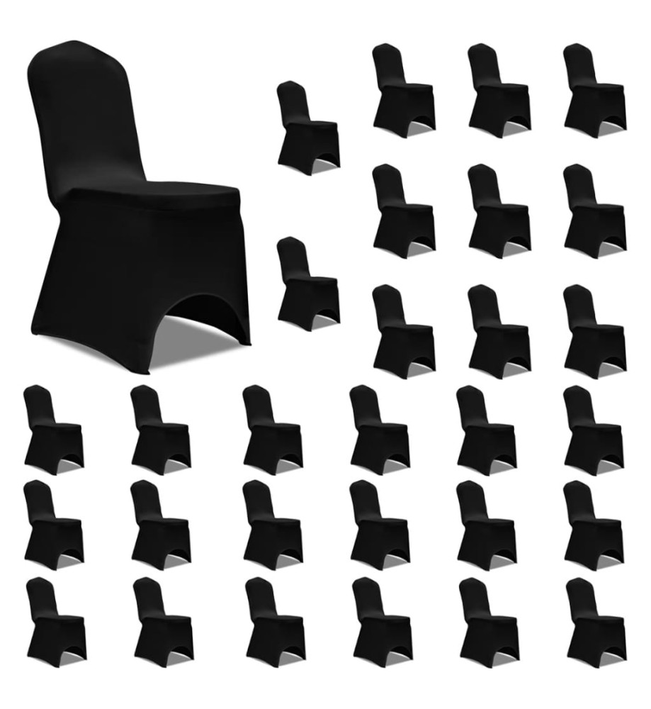 Housses élastiques de chaise Noir 30 pcs