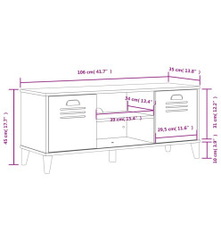 Banc à chaussures VIKEN blanc 106x35x45 cm bois massif de pin