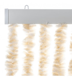 Rideau anti-mouches beige et blanc 100x230 cm chenille