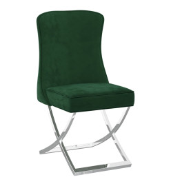 Chaise de salle à manger Vert foncé 53x52x98 cm Velours et inox