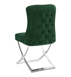 Chaise de salle à manger Vert foncé 53x52x98 cm Velours et inox