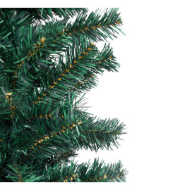 Sapin de Noël artificiel mince avec support vert 150 cm PVC