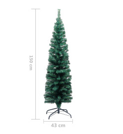 Sapin de Noël artificiel mince avec support vert 150 cm PVC