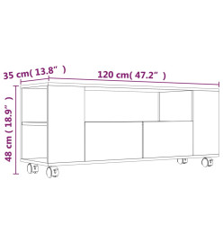 Meuble TV chêne sonoma 120x35x48 cm bois d'ingénierie