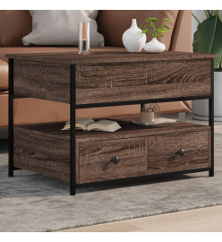 Table basse chêne marron 70x50x50 cm bois d'ingénierie et métal