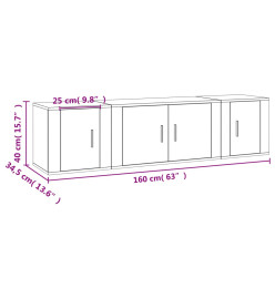 Ensemble de meubles TV 3 pcs Noir Bois d'ingénierie