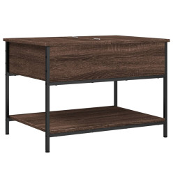 Table basse chêne marron 70x50x50 cm bois d'ingénierie et métal