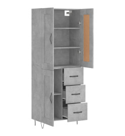 Buffet haut Gris béton 69,5x34x180 cm Bois d'ingénierie