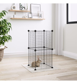 Cage animaux de compagnie à 8 panneaux Noir 35x35 cm Acier